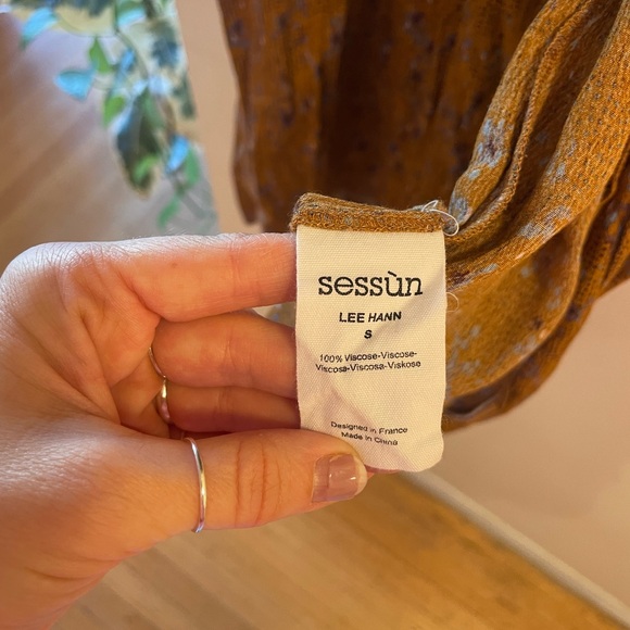 Brown/Gold Sleeveless V-Neck A-Line Button Up Dress - Picture 7 of 8